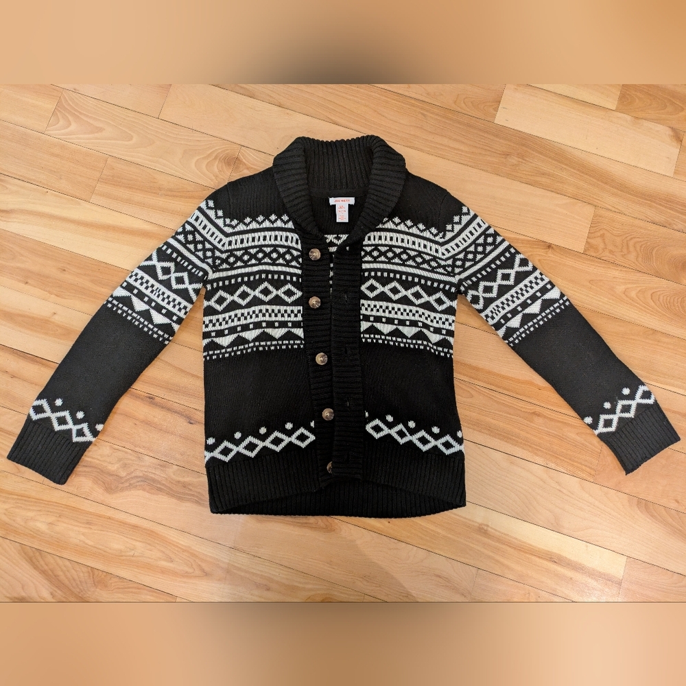 Kid's Joe Fresh Black and White Patterned Cardigan size M 7-8